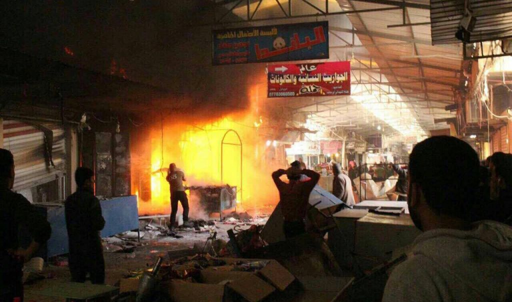قصف بصواريخ الكاتيوشا على سوق النبي يونس