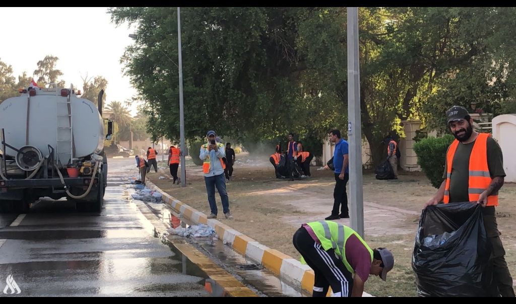 أمانة بغداد تعلن إنطلاق حملة كبرى لتنظيف المنطقة الخضراء ومحيطها