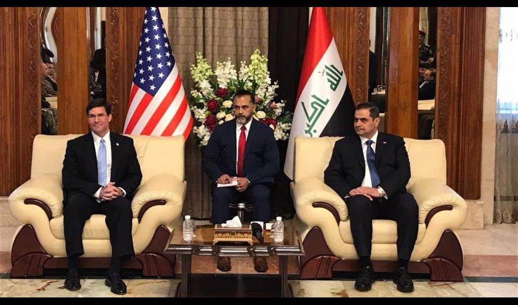  وزير الدفاع الامريكي من بغداد: وجودي هنا اليوم دعم مطلق للعراق 